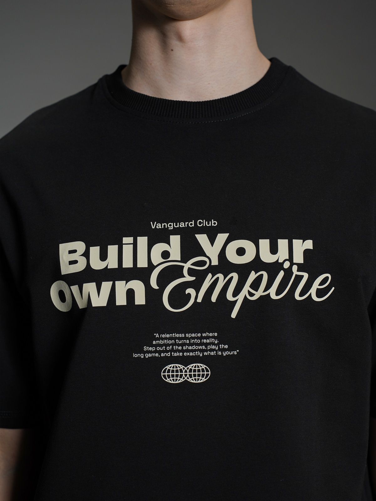 Футболка класик принт "build your own empire" чорний, S-M F2049 фото