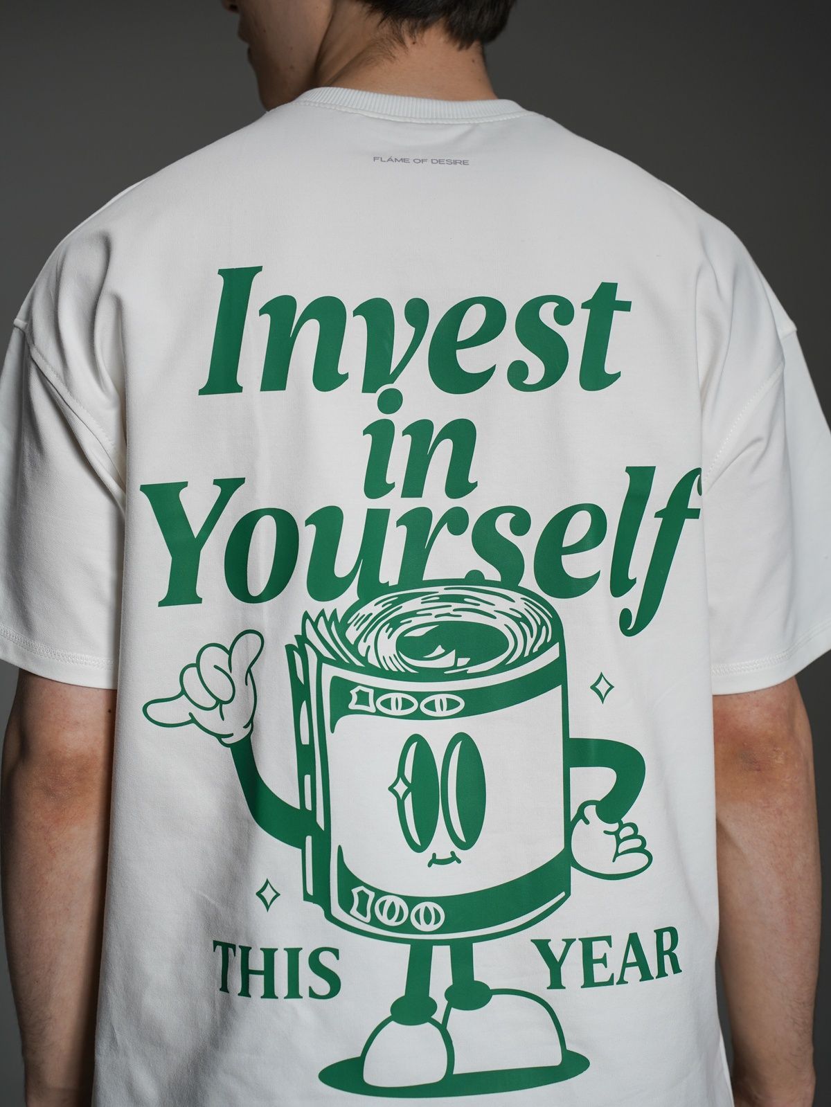 Футболка класик принт "invest in yourself" білий, S-M F2064 фото