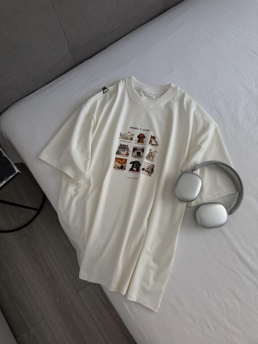 Футболка simple принт &ldquo;t-shirt memes&rdquo; білий, one size F2436 фото