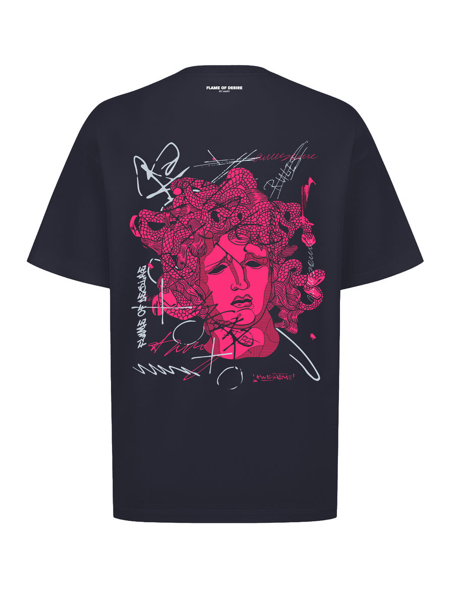 Футболка класик принт "Медуза flame" графітова, XS F1477 фото