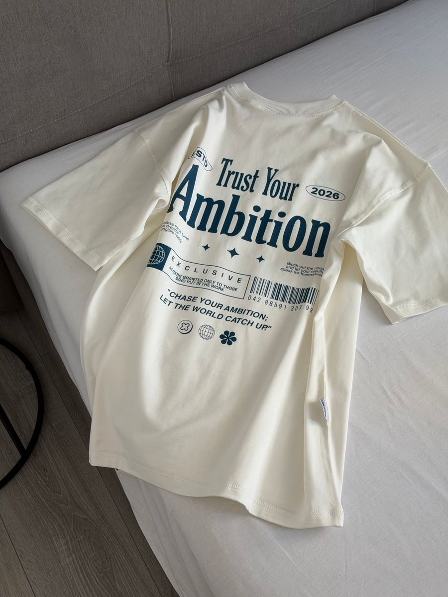 Футболка simple принт "ambition" білий, one size F2070 фото