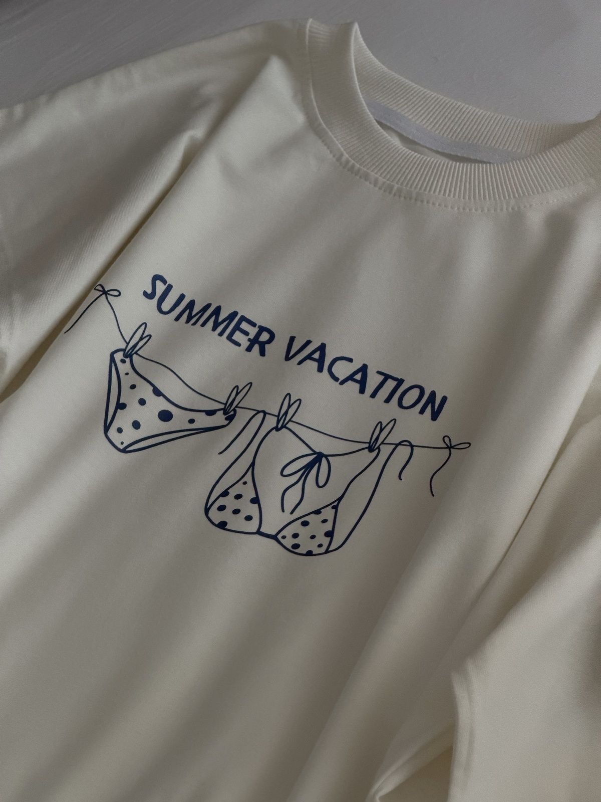 Футболка simple принт &ldquo;summer vacation&rdquo; білий, one size F2437 фото